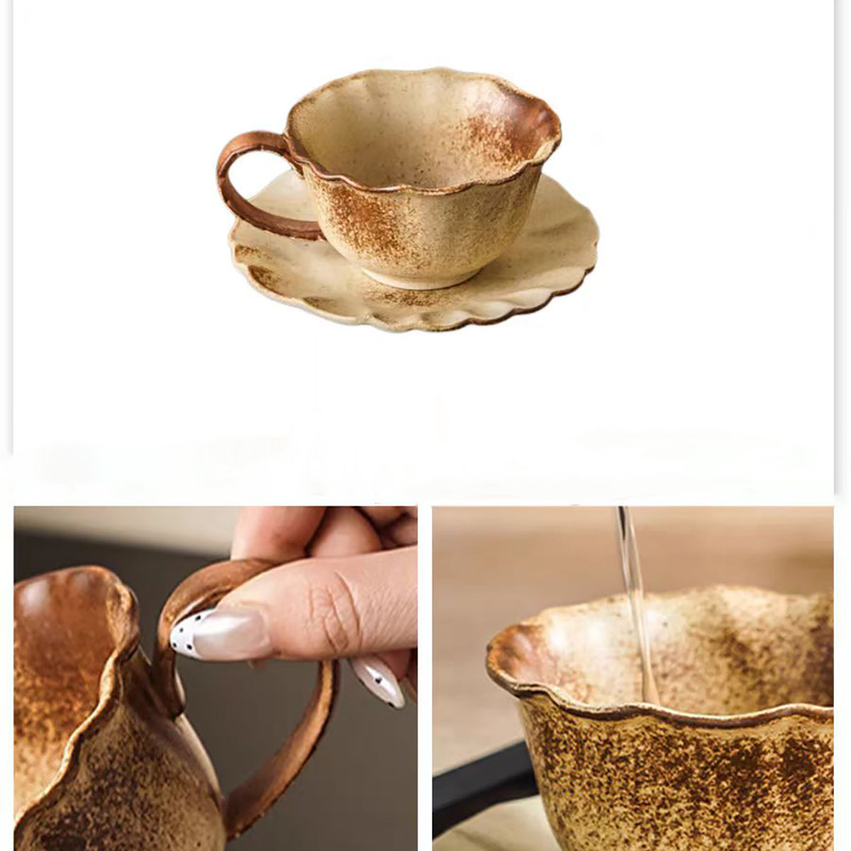 Ceramic Coffee Cup  French Vintage Style