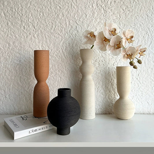 Ceramic Vase - Modern Home Decor with Sleek, Brushed Finish for Elegant Spaces