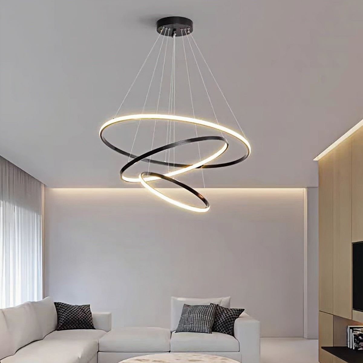 Brass Pendant Light - Modern Ring Pendant Lighting for Living & Dining