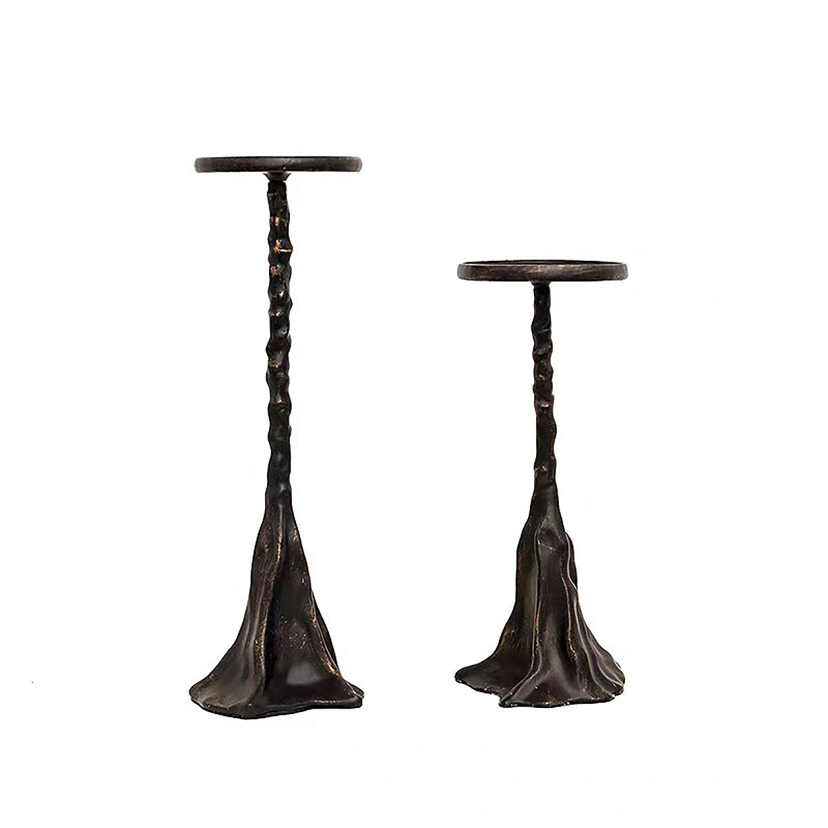 Silver Candle Holder - Vintage Metal-Look Candle Set for Elegant Decor