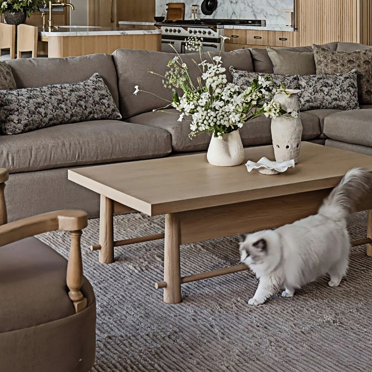  Espresso& White Oak Coffee Table