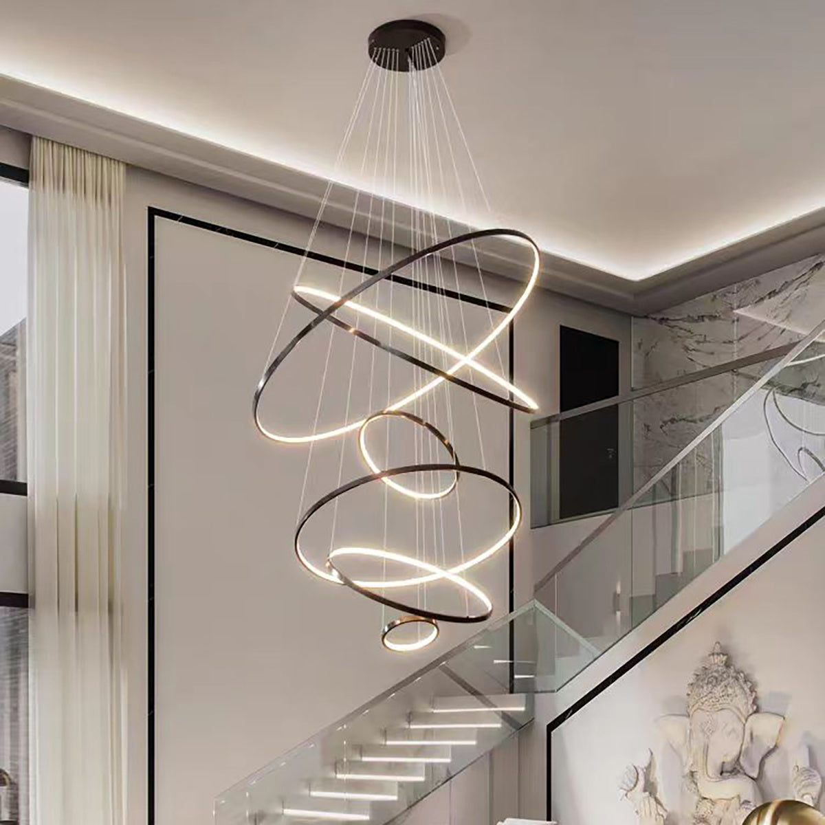 Brass Pendant Light - Modern Ring Pendant Lighting for Living & Dining