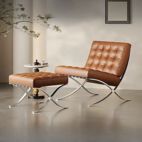 Barcelona Chair | Luxurious Black & Brown Leather Iconic Design - motivodecor.com