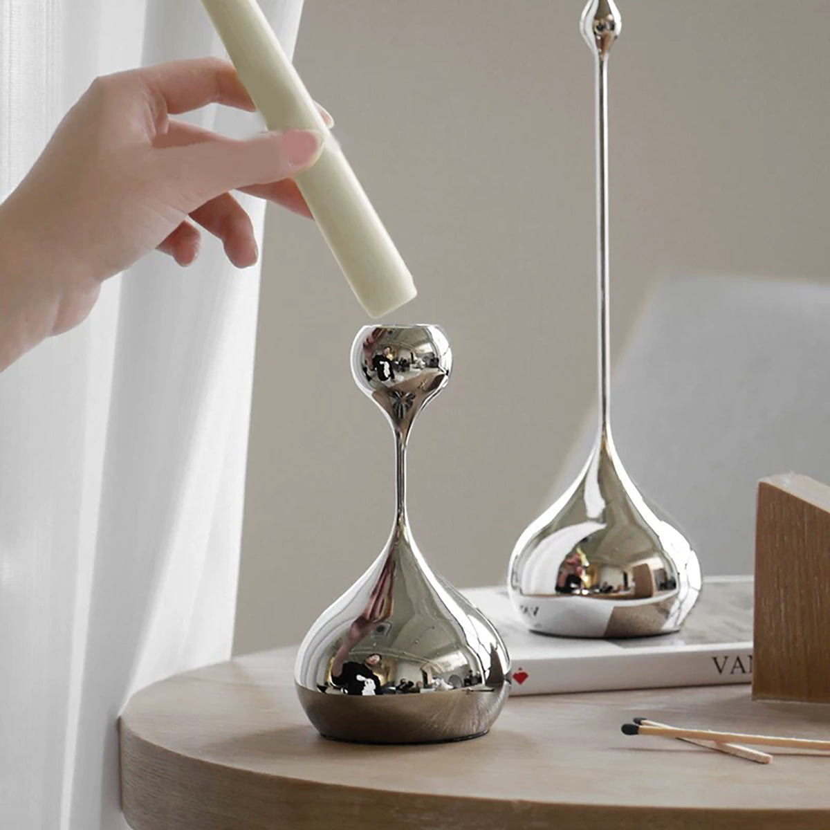 Silver Metal Candle Holder – Elegant Luxury Decor