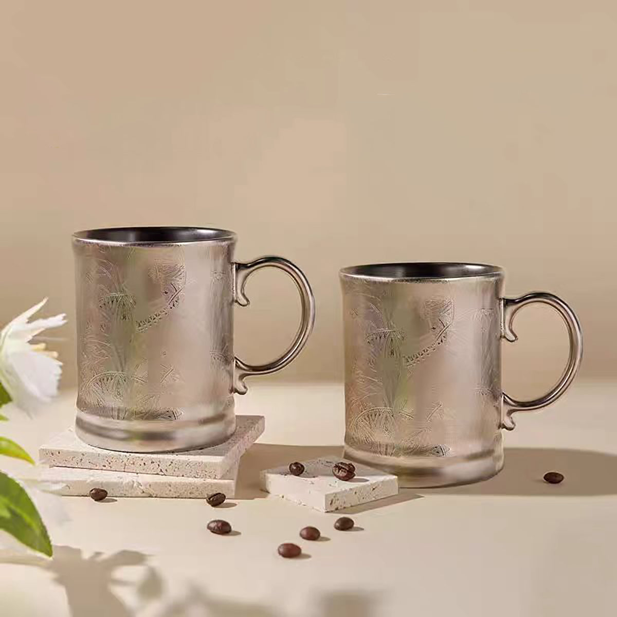 Ceramic Coffee Cup - Vintage Cat Silhouette Mug for Coffee & Tea