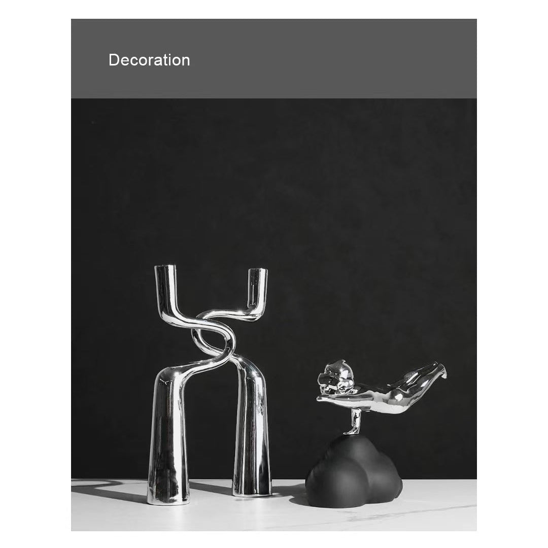 Decorative silver candlestick - motivodecor.com