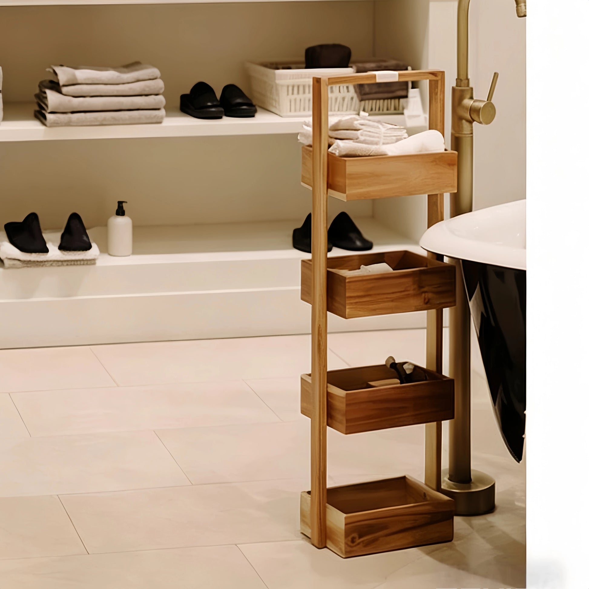Four-Tier Multi-Layer Wooden Storage Rack for Kitchen, Bathroom & Snacks