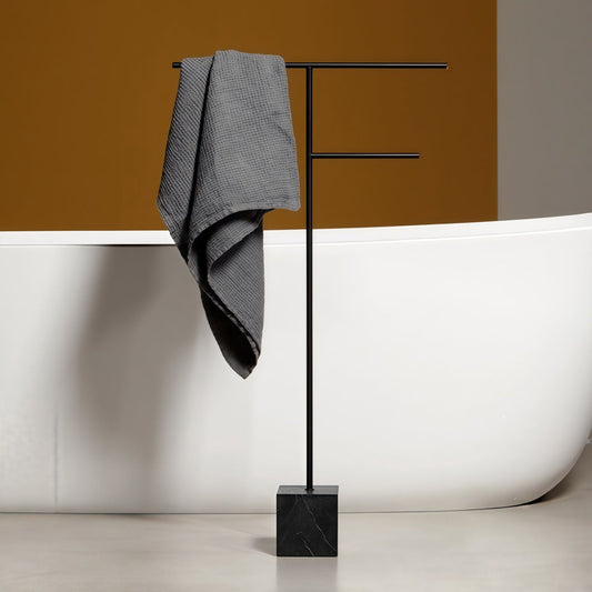 Free Standing Towel Rack - Elegant Marble-Inspired Stainless Steel Design