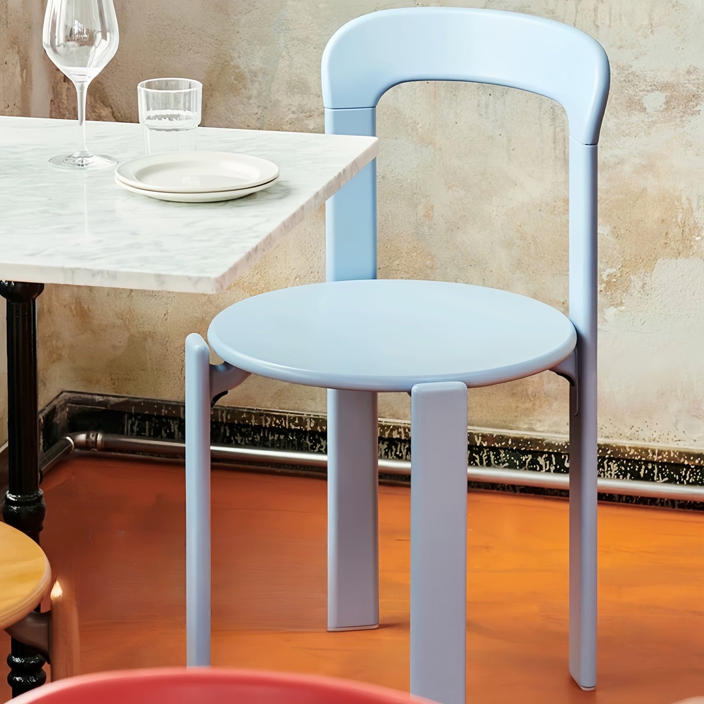 Eco-friendly grayish blue beech wood dining chair with sleek design and durable craftsmanship.