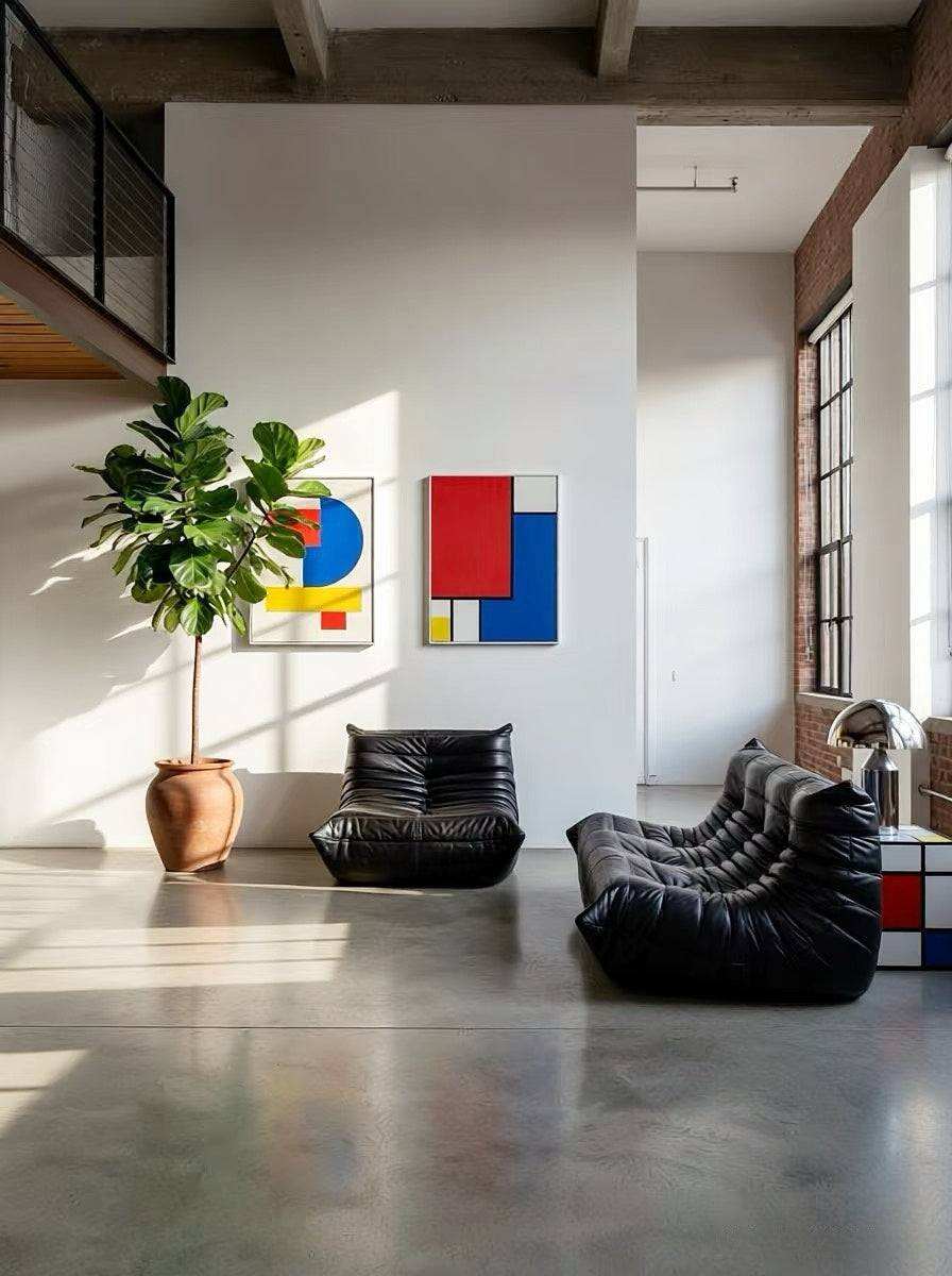 Ligne Roset Togo couch Replica - Luxurious Oil Wax Leather in Black