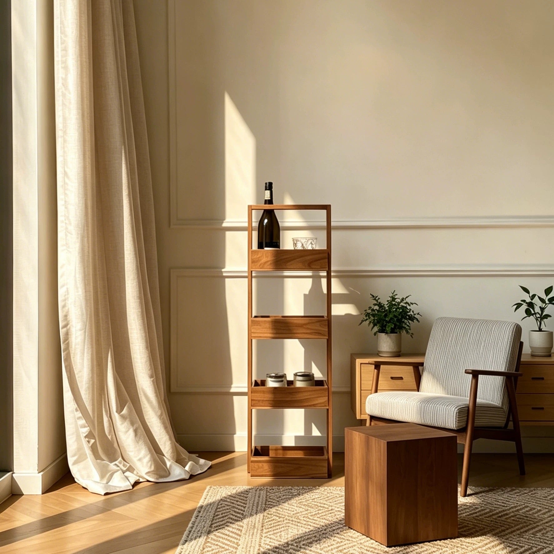 Four-Tier Multi-Layer Wooden Storage Rack for Kitchen, Bathroom & Snacks