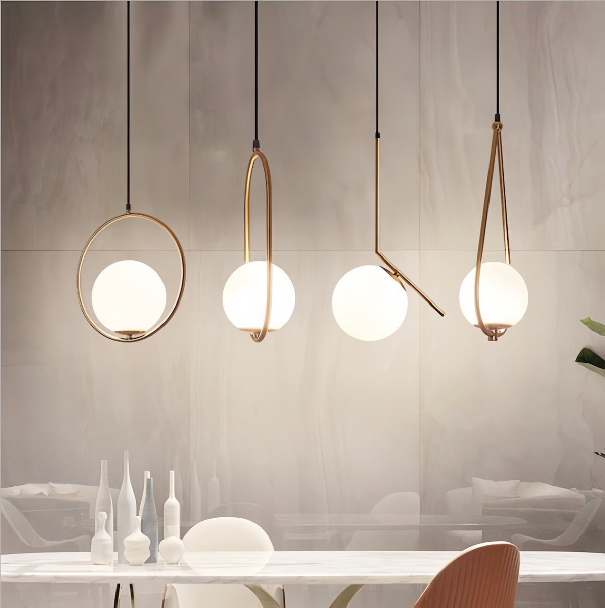Gold Pendant Light - Elegant Brushed Gold Modern Pendant Lighting