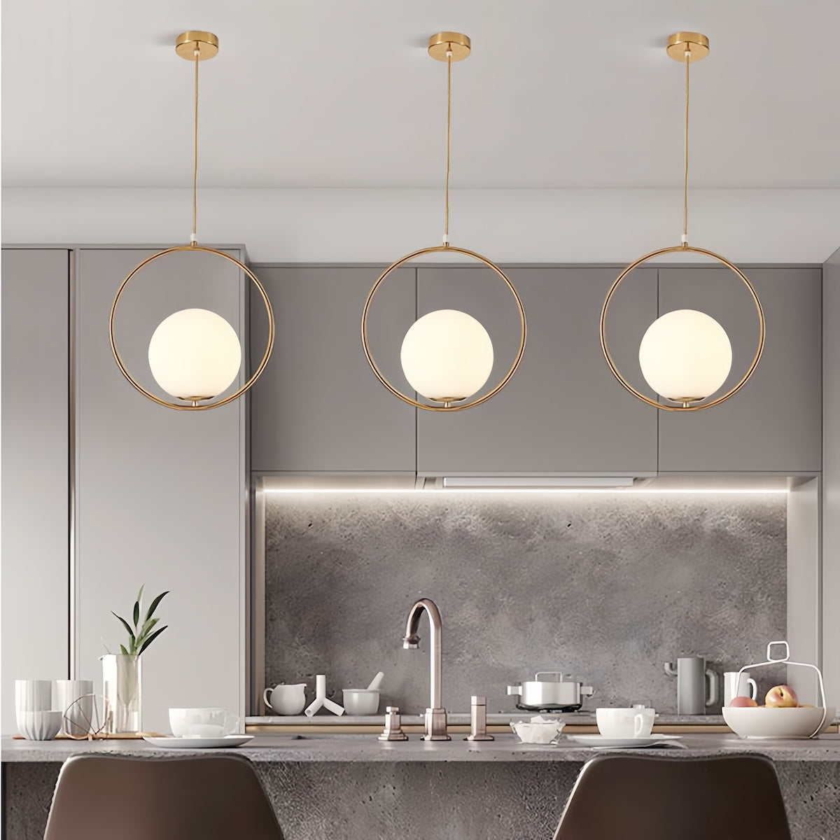 Gold Pendant Light - Elegant Brushed Gold Modern Pendant Lighting