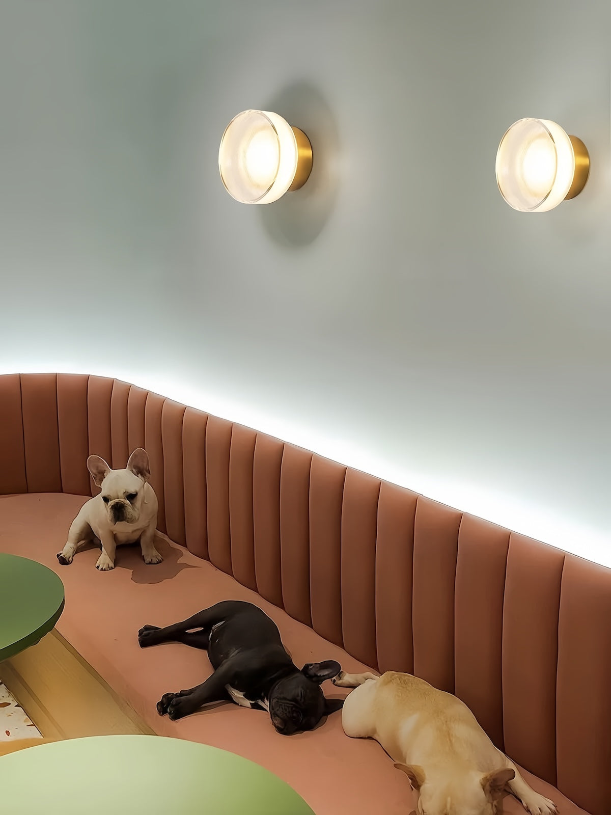 Modern minimalist round LED wall lamp with soft ambient glass lighting