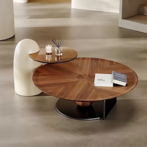 Elegant Walnut Wood Coffee Table Set – A Blend of Modern Minimalism an - motivodecor.com