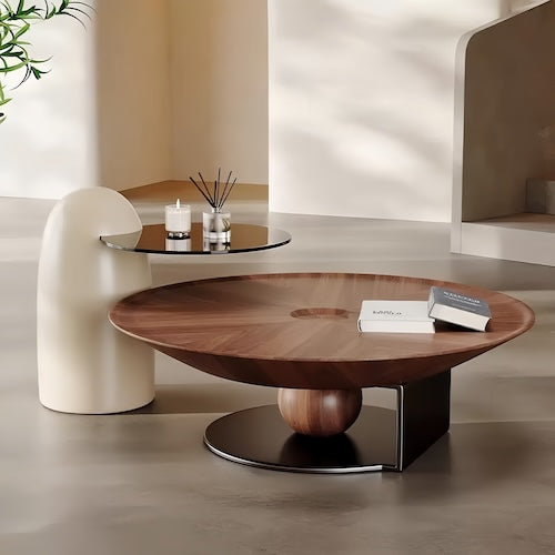 Elegant Walnut Wood Coffee Table Set – A Blend of Modern Minimalism an - motivodecor.com