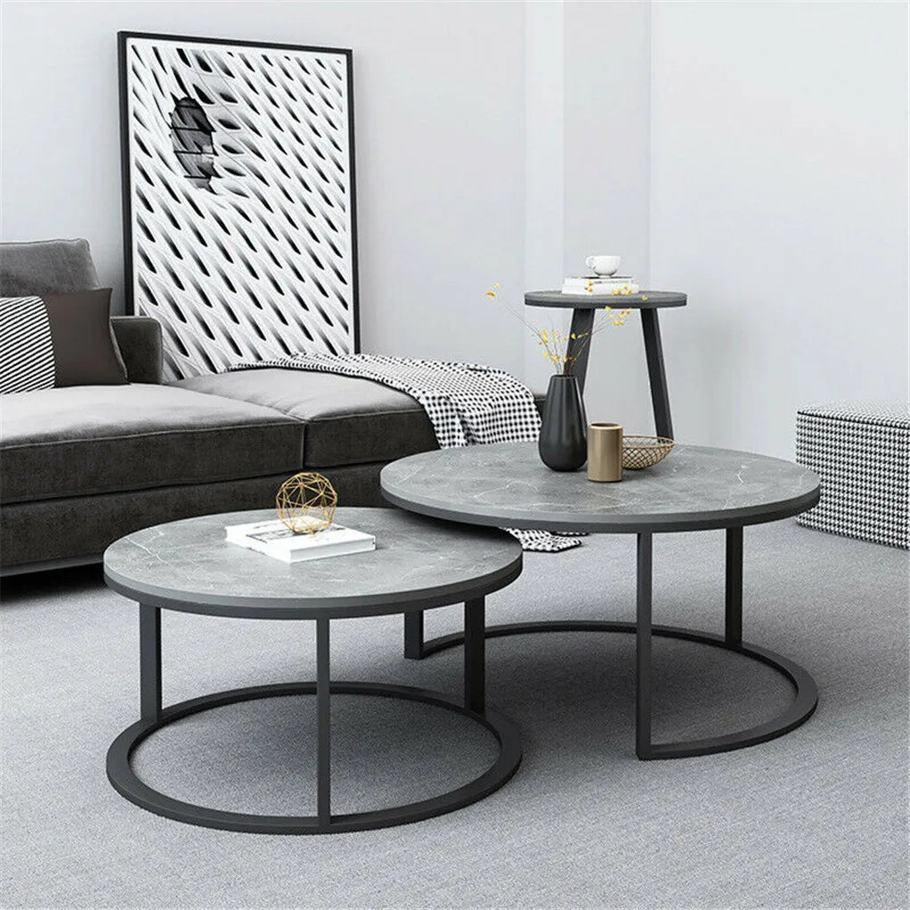 Modern Round Marble Nesting Coffee Table - Set of 2 - motivodecor.com