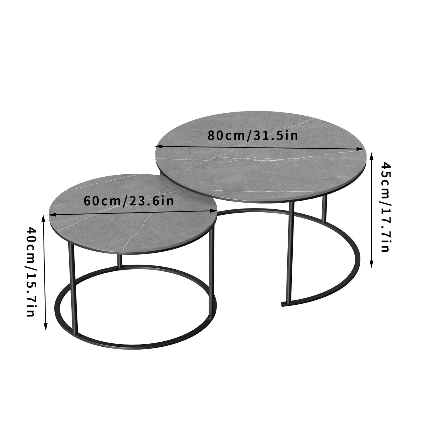 Modern Round Marble Nesting Coffee Table - Set of 2 - motivodecor.com