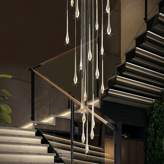 Staircase Pendant Light - Modern Minimalist LED Chandelier for Living Rooms