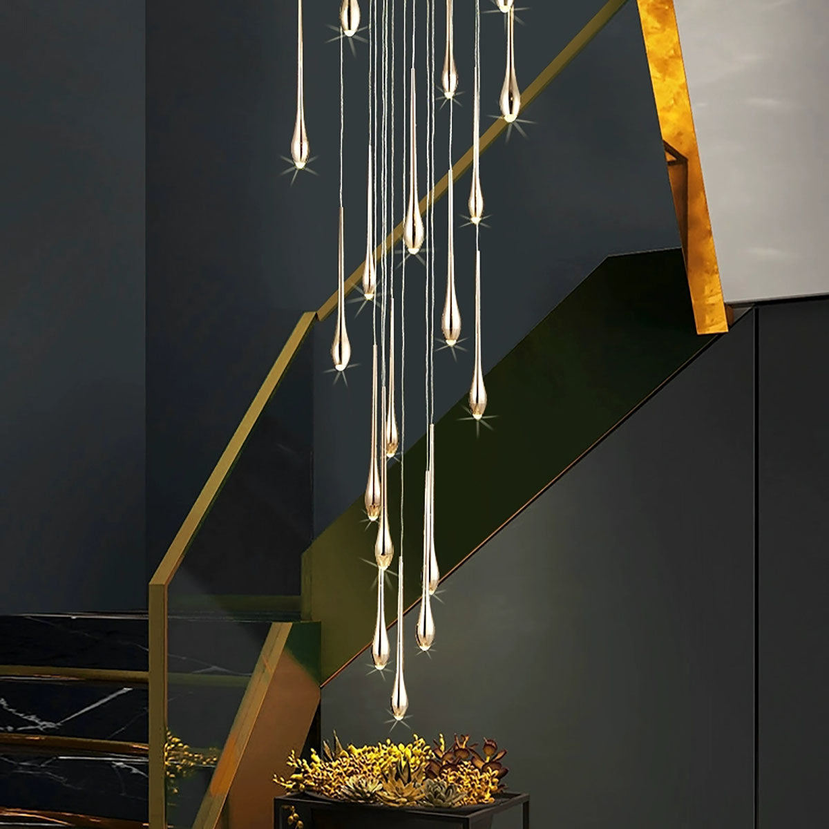 Staircase Pendant Light - Modern Minimalist LED Chandelier for Living Rooms