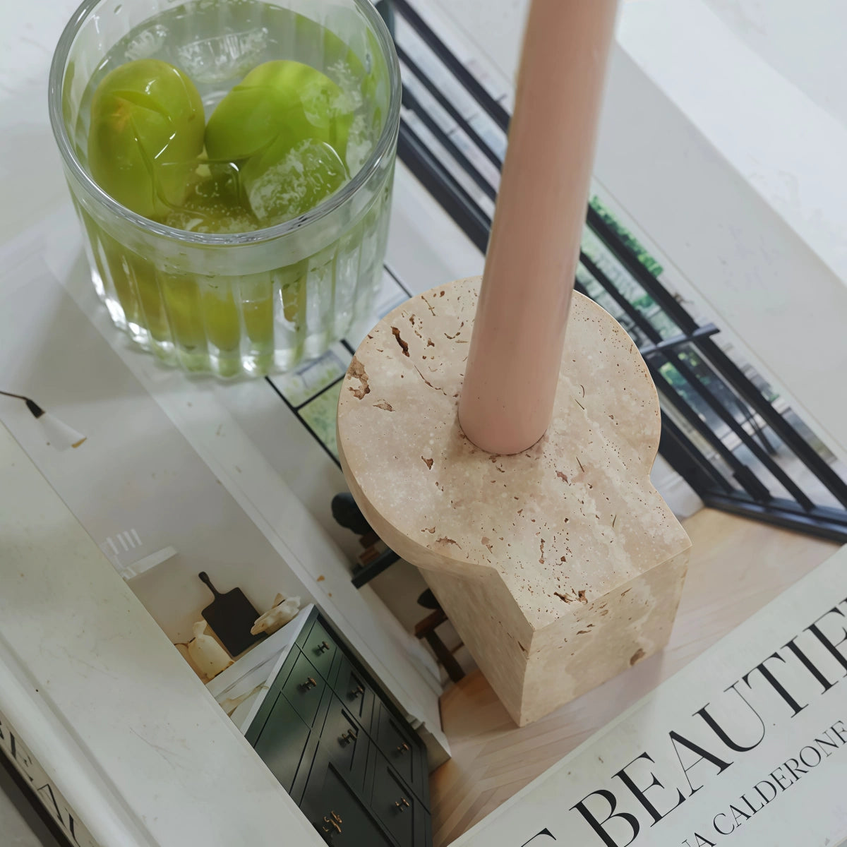 French-Style Natural Stone Candle Holder Marble Base For Scented Candles