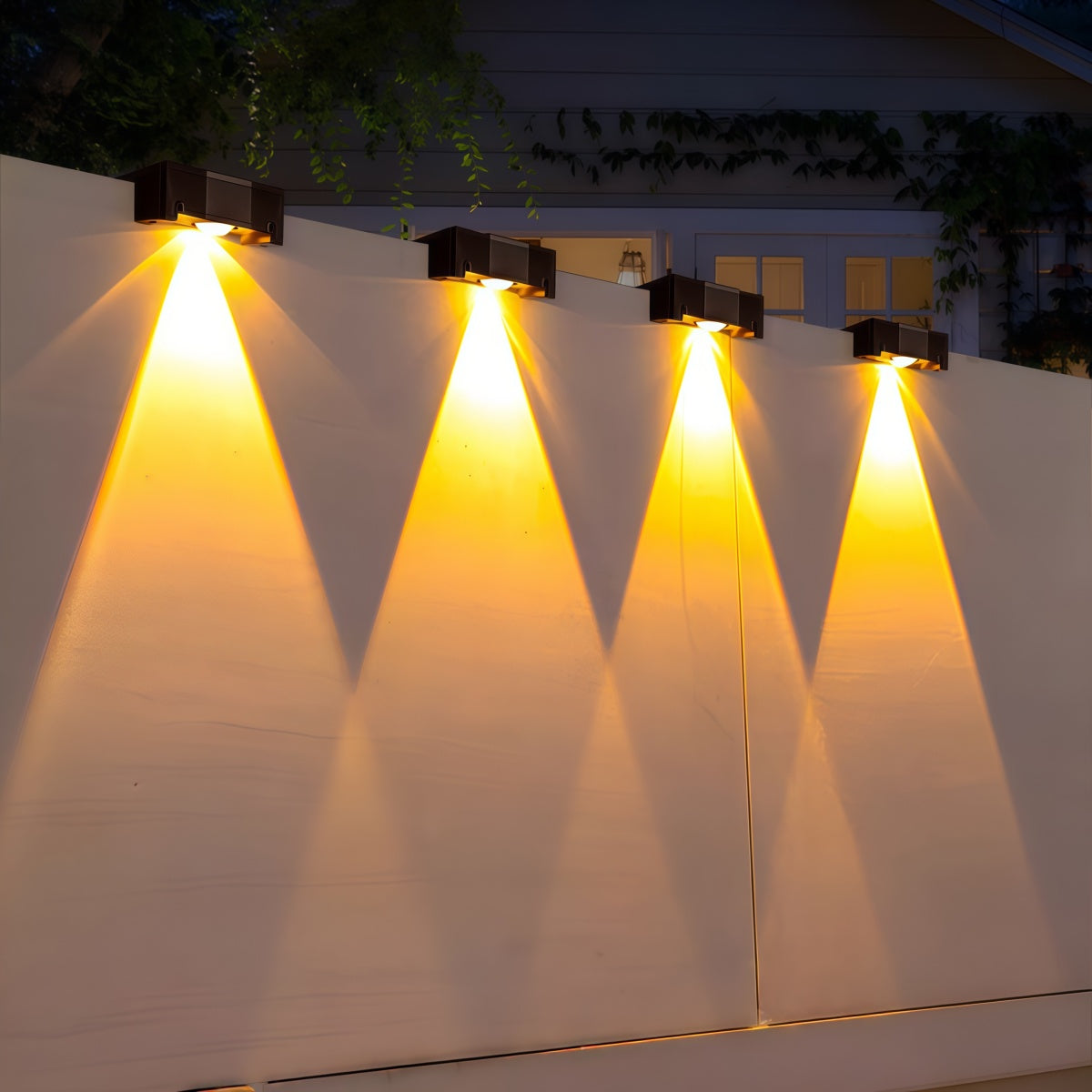solar-powered home garden light LED wall washer with RGB color modes mounted on outdoor wall