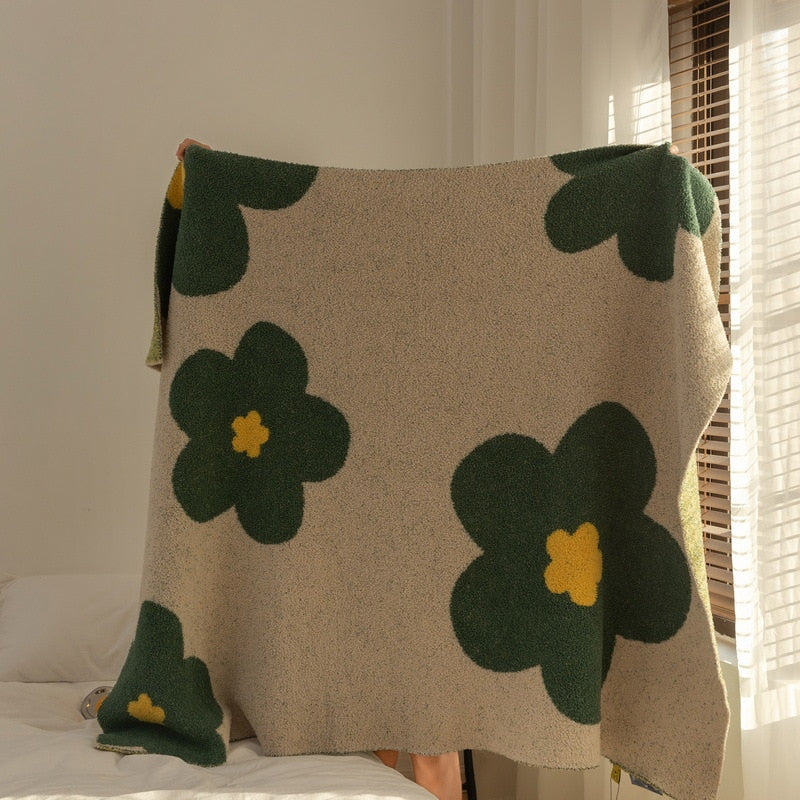 Green Cotton Throw Blanket