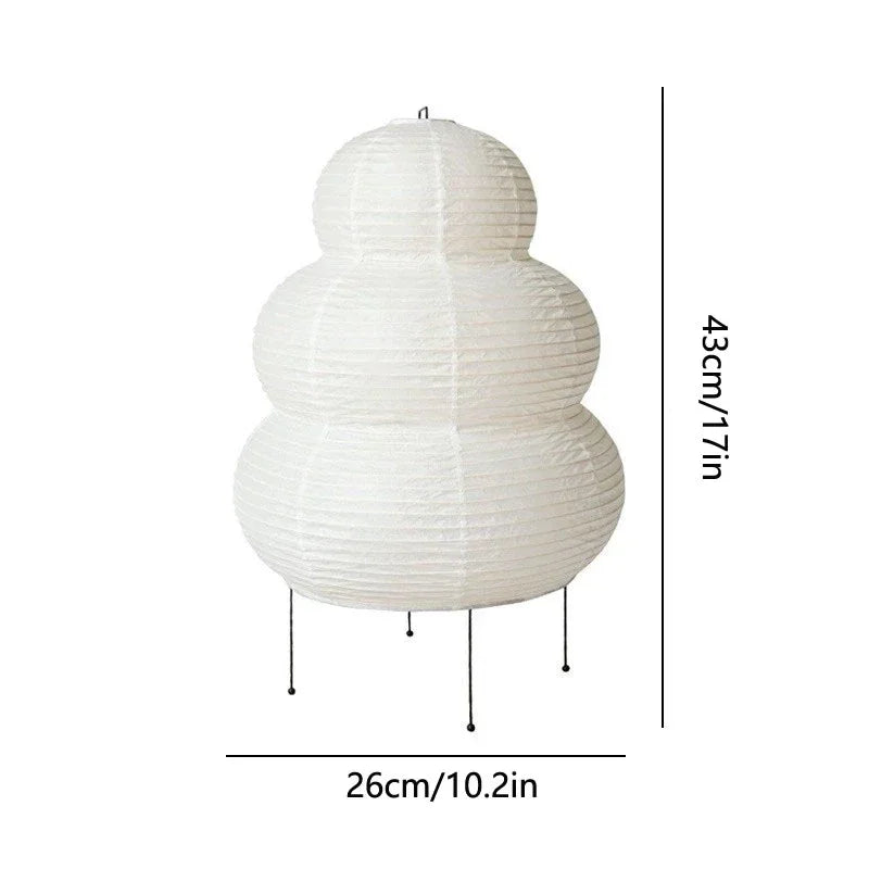 Japanese rice paper floor lamp, minimalist design, with a shadeless paper lampshade, ideal for bedrooms and living spaces.