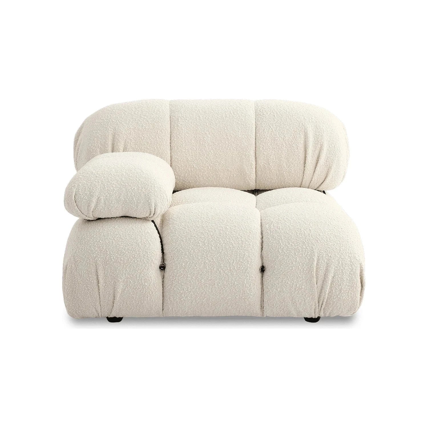 Modular sofa sectional with flexible fabric modules in velvet, medium firmness.