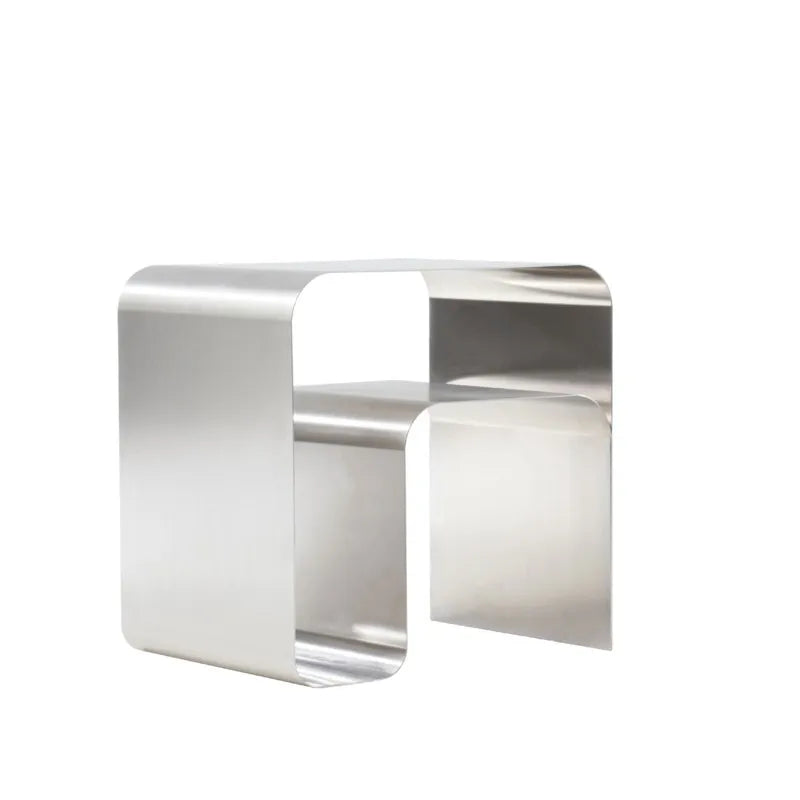 Minimalist Stainless Steel Lounge Side Table with sleek modern design.