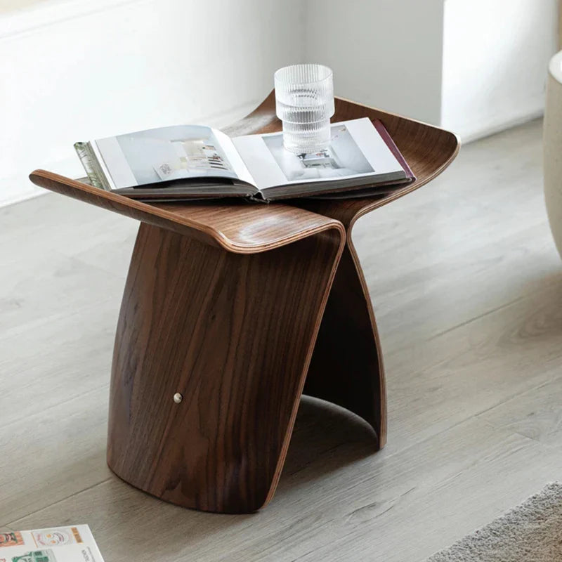 Butterfly Stool: Danish-Style Solid Wood Shoe-Changing Stool for Elegant Spaces
