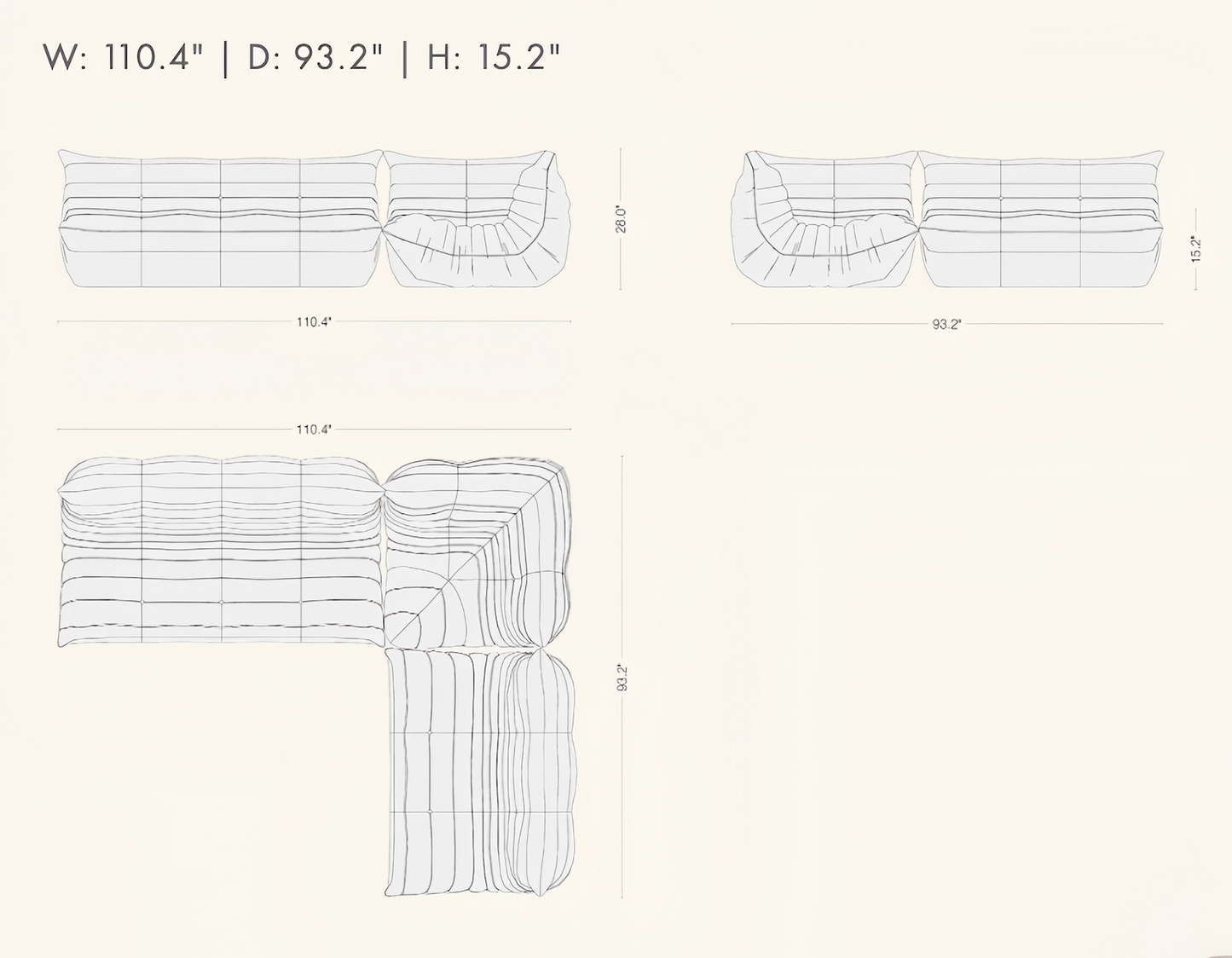 Ligne Roset Togo Sofa Replica - Luxurious Oil Wax Leather in Black