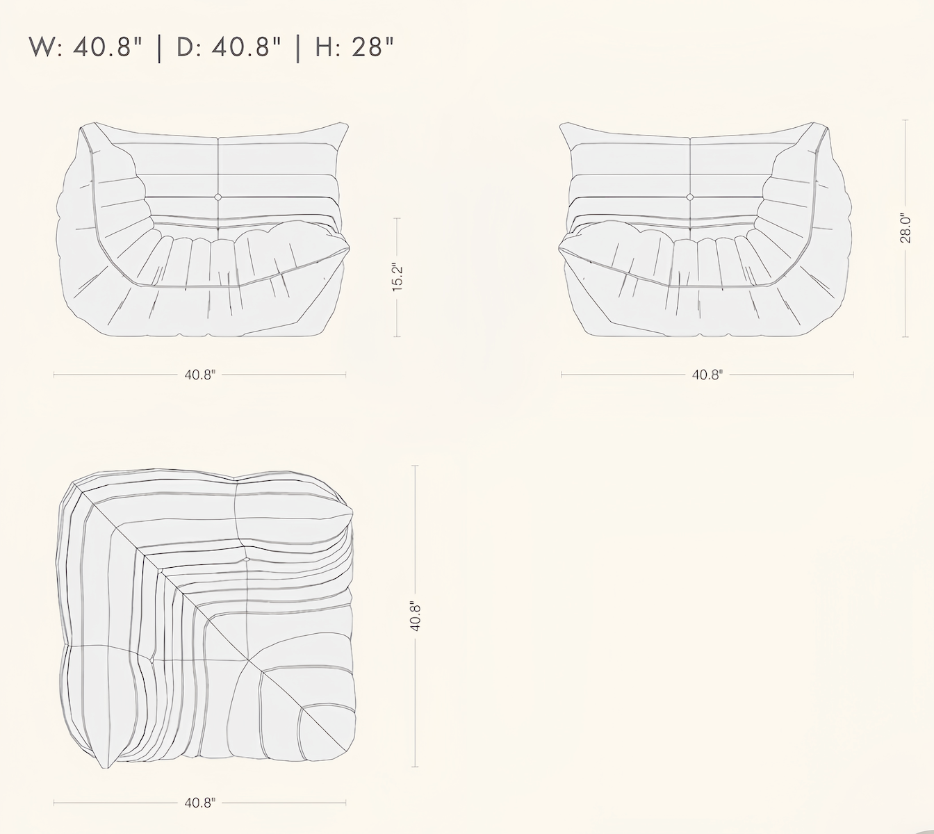 Luxurious Suede Togo Corner Sofa - Stylish Comfort for Your Living Room