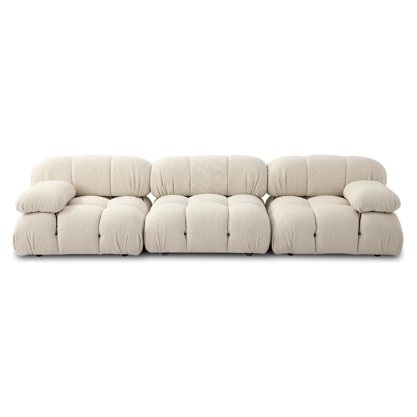 Modular sofa sectional in soft velvet fabric with customizable setup for living room.