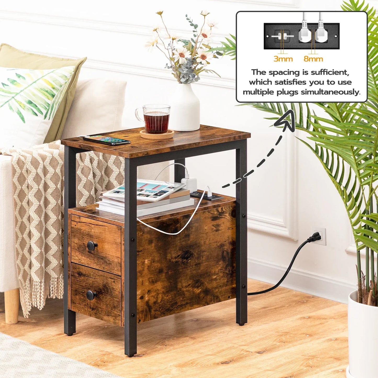 Bedside Table With Charging Station | Modern Convenience - motivodecor.com