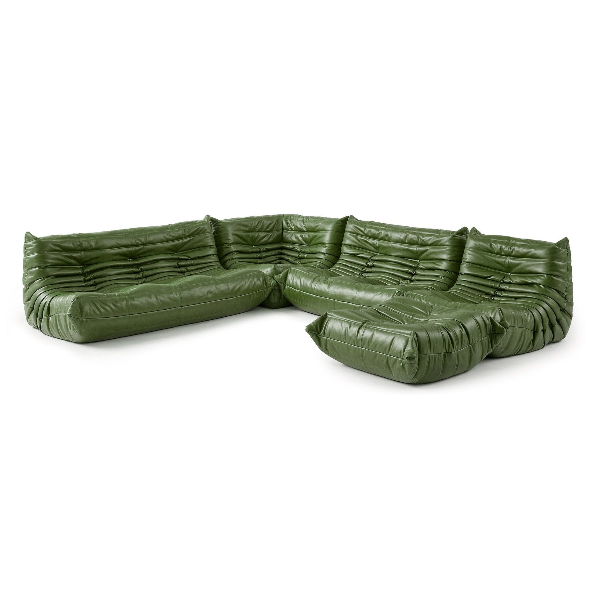 Sofa set of togo vintage green oil wax leather, 3 seater sofa, corner sofa, loveseat sofa, chair and ottoman