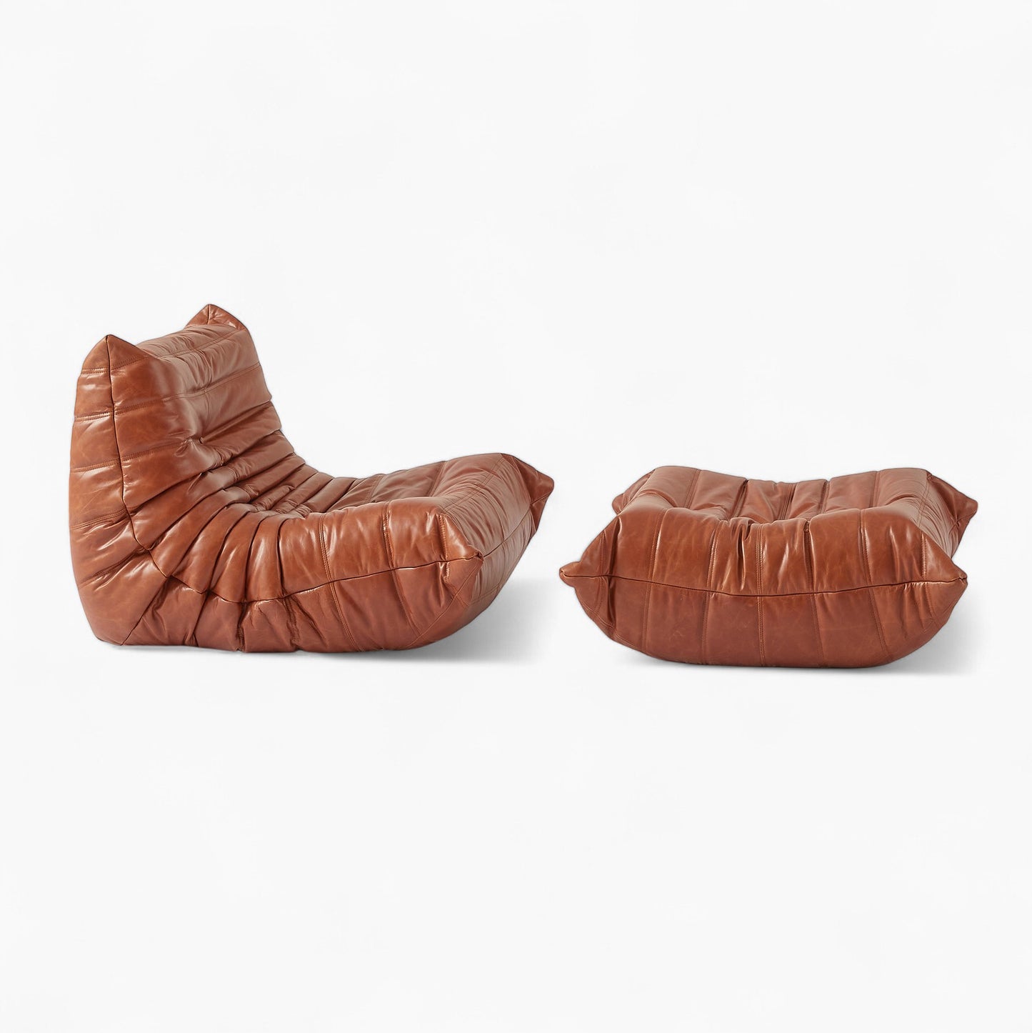 Togo Fireside Chair with Foot Stool - Set of Two