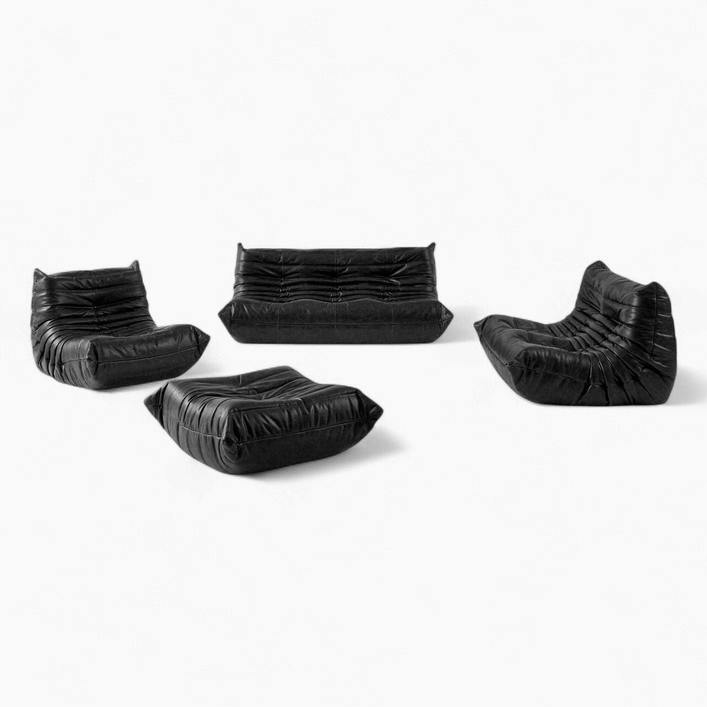 Ligne Roset Togo Sofa Set - Luxurious Oil Wax Leather in Black