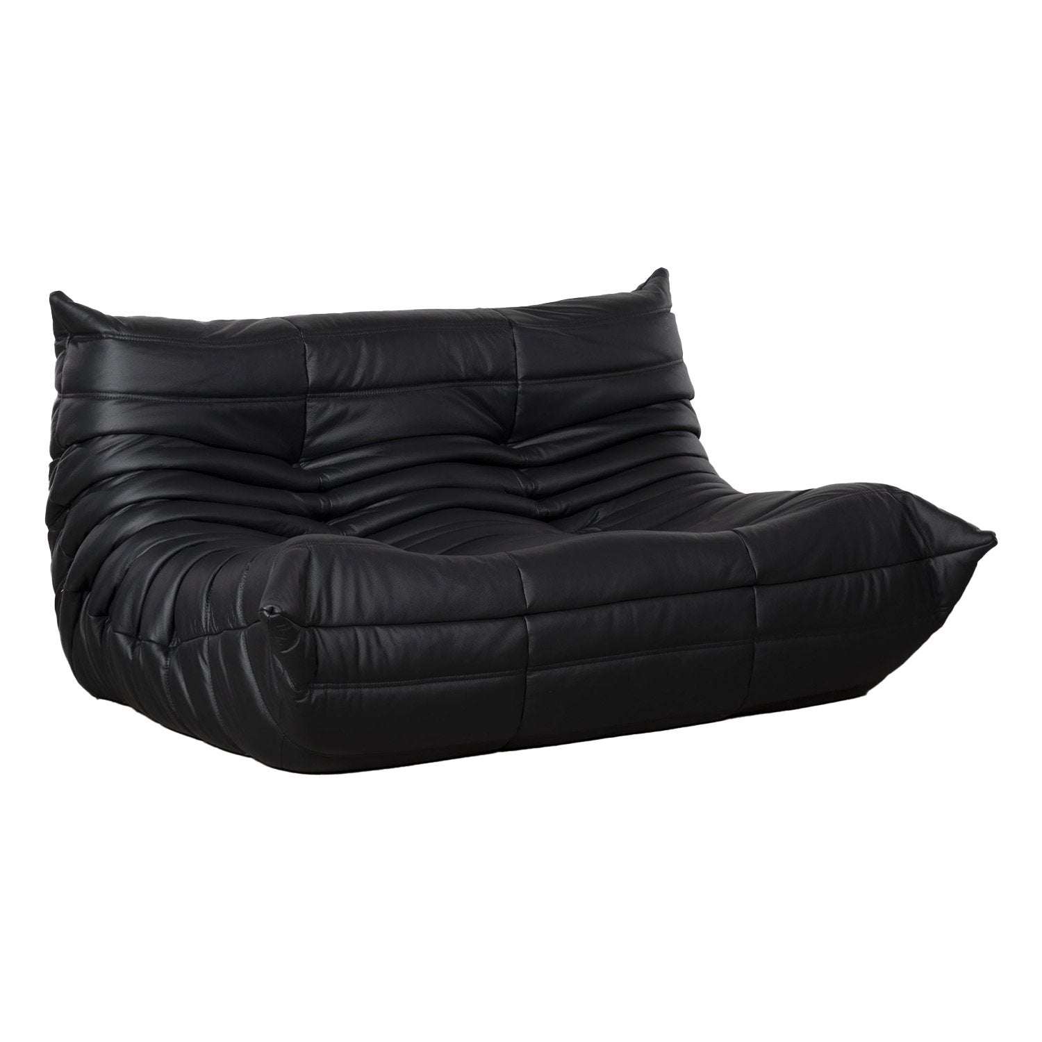 Ligne Roset Togo loveseat sofa - Luxurious Oil Wax Leather in Black