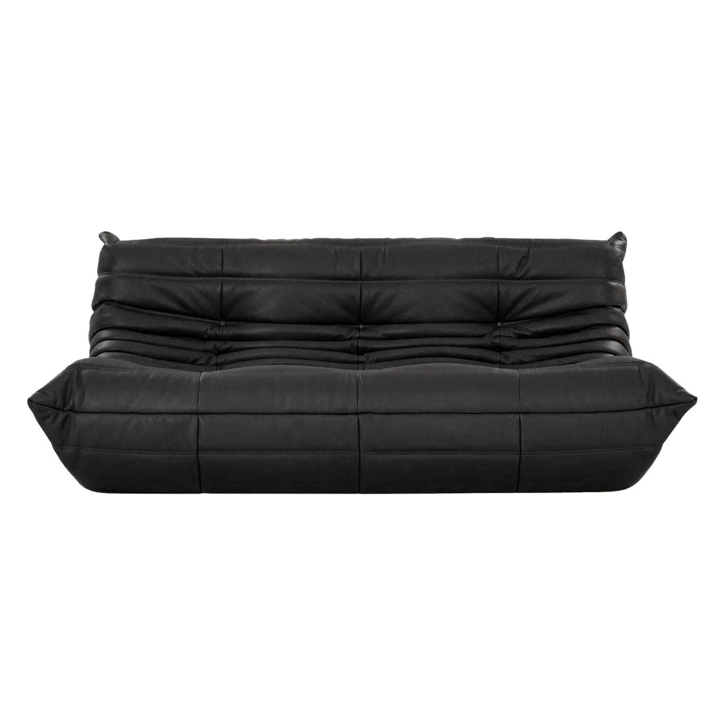 togo 3 seater sofa in black oil wax leather