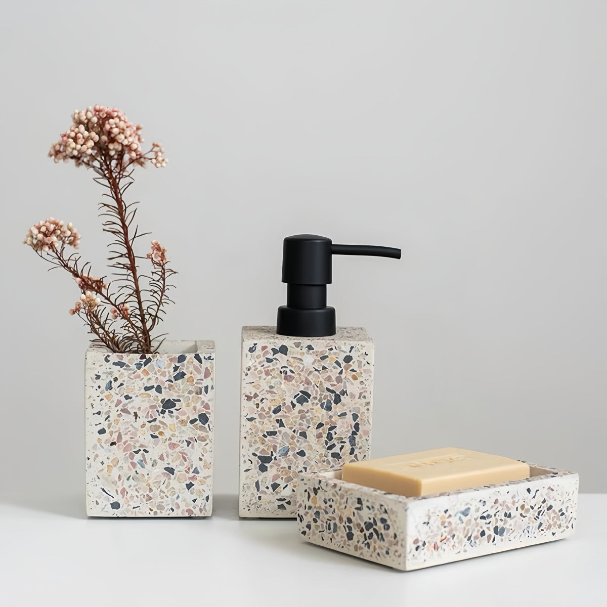 Modern Terrazzo Bathroom Accessory Set