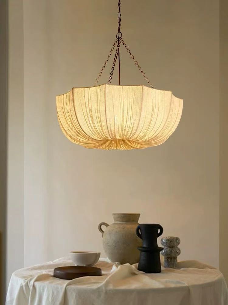 Linen Pendant Lighting - Elegant Vintage Fabric Pendant Light for Interiors