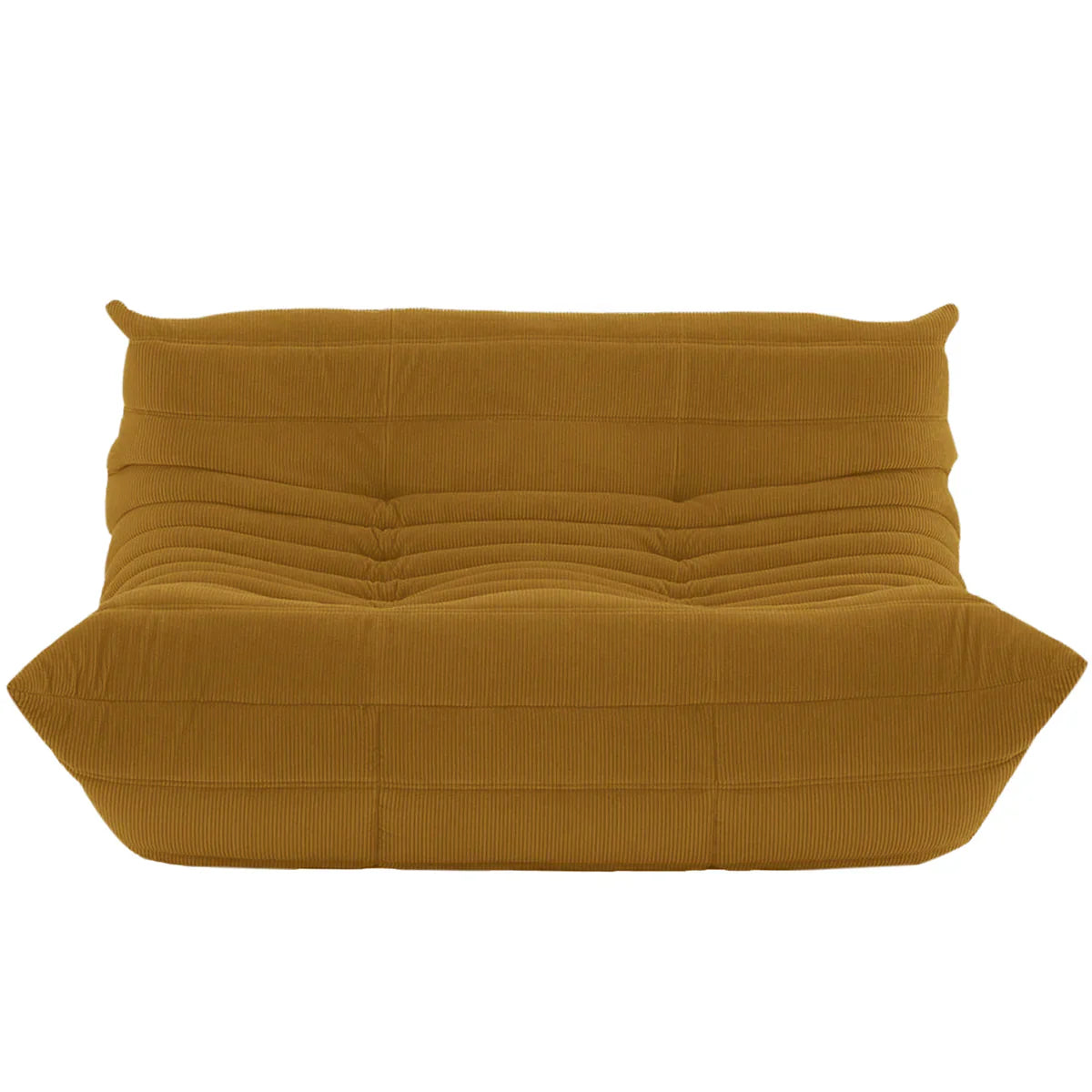 Togo 2 seater sofa in mustard corduroy upholstery with ergonomic design and plush cushioning