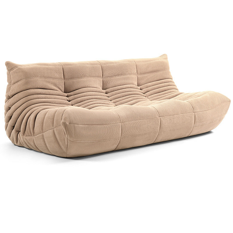 Togo 3 seater corduroy couch in beige with customizable colors; ultimate comfort and style for living spaces.