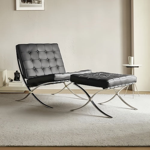 Barcelona Chair | Luxurious Black & Brown Leather Iconic Design - motivodecor.com