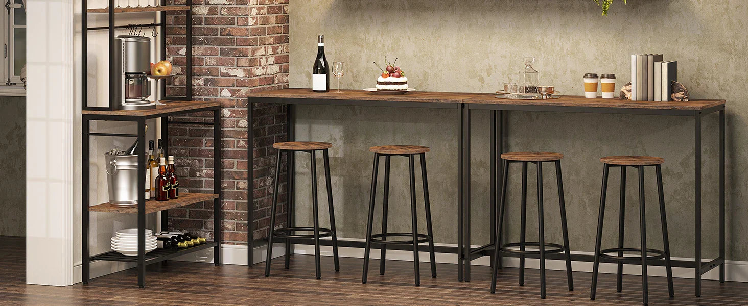 Kitchen Bar Stools with Footrest Set of 2 - motivodecor.com