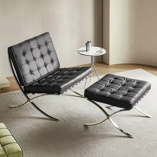 Barcelona Chair | Luxurious Black & Brown Leather Iconic Design - motivodecor.com