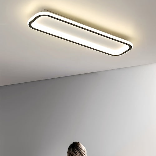 Simple Modern LED ceiling light in black finish for kitchen and living room.