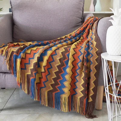 Boho Plaid Blanket & Corner Sofa Cover - Home, Hotel, Travel, Picnic E - motivodecor.com