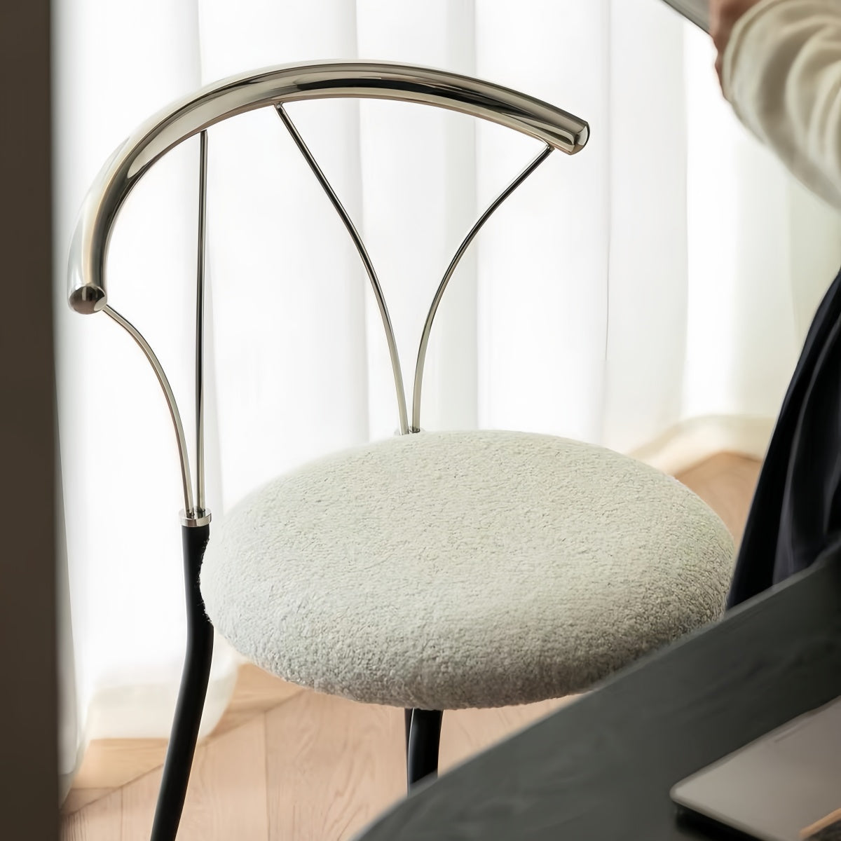 Vintage Designer Stainless Steel Dining Chair